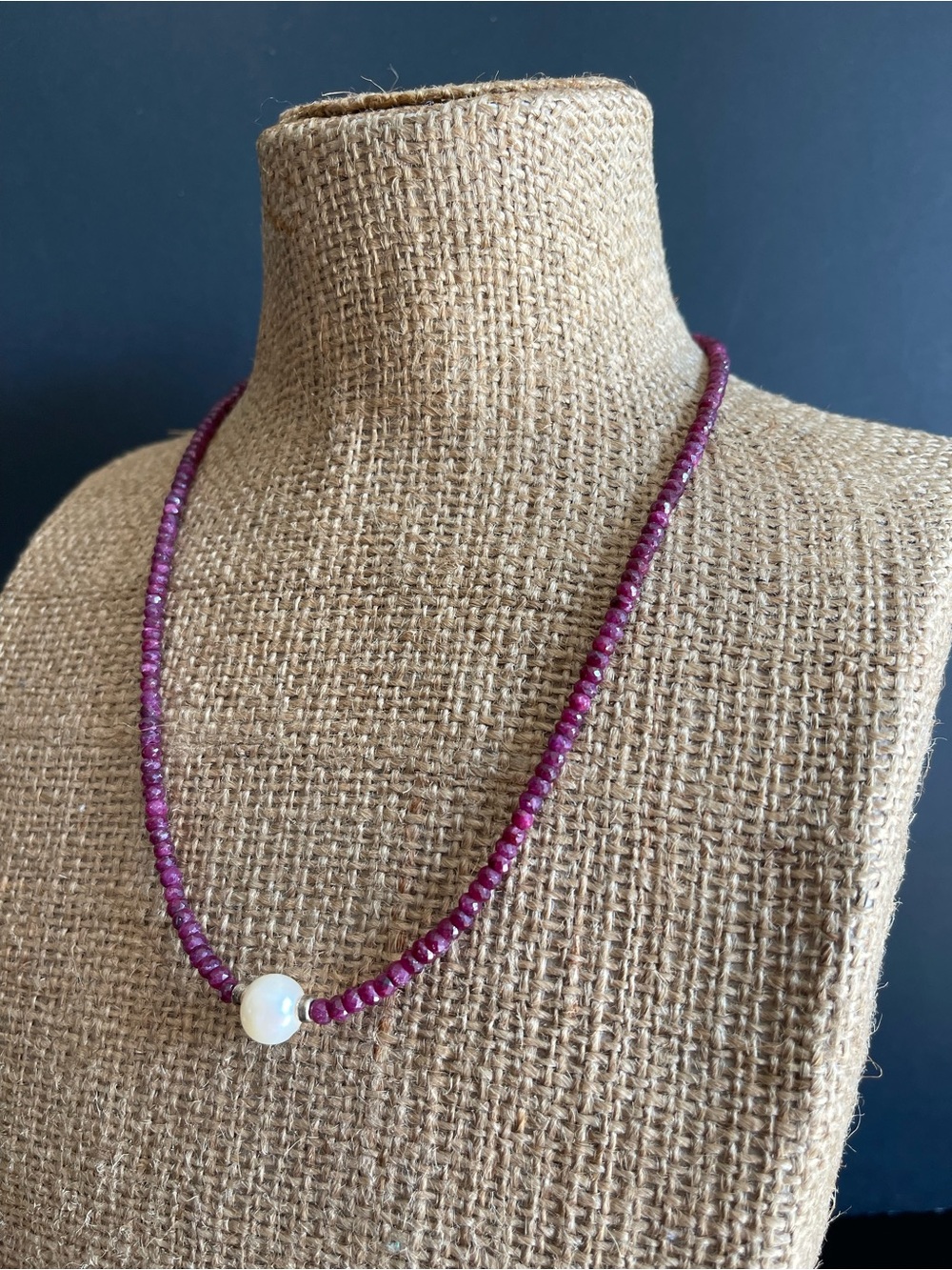 New genuine Ruby & freshwater pearl Beaded necklace .